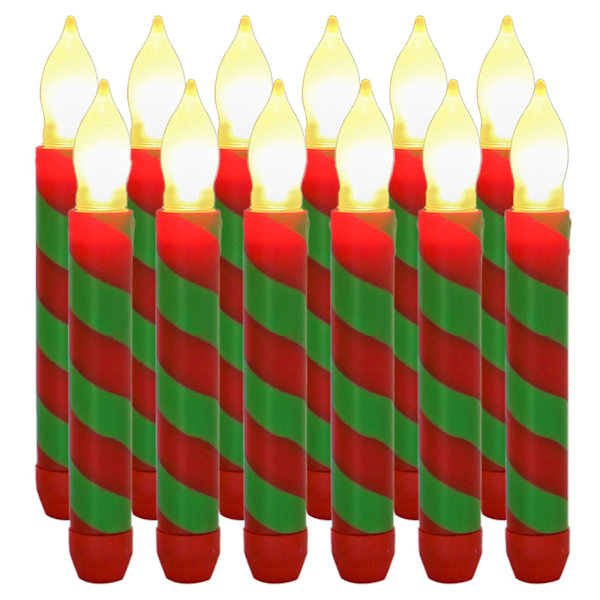 12 Pak Julelys Tapers Flammeløse Lys Blinkende Batteridrevne Julelys green