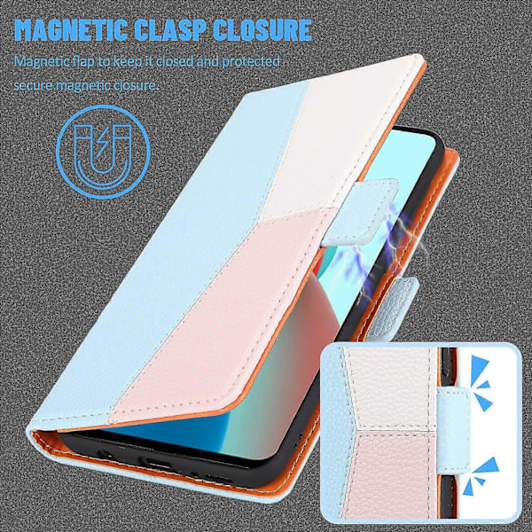 Iphone 12 Mini -kotelo, Kolmivärinen Ommel, Magneettinen Käyttötasku, Kotelo - Sininen