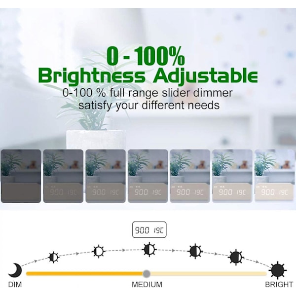 Digital Träväckarklocka med Trådlös Laddning, 0-100% Dimmer, Dubbel Alarm, Vardag/Helg-läge, Snooze, Trä LED-Klockor för Sovrum, Sängbord, Desk