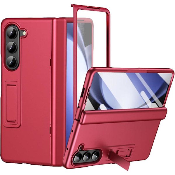 Fodral för Samsung Galaxy Z Fold 6 med gångjärnsskydd, inbyggt skärmskydd, justerbart stativ, hållbart och robust Z Fold 6-fodral red