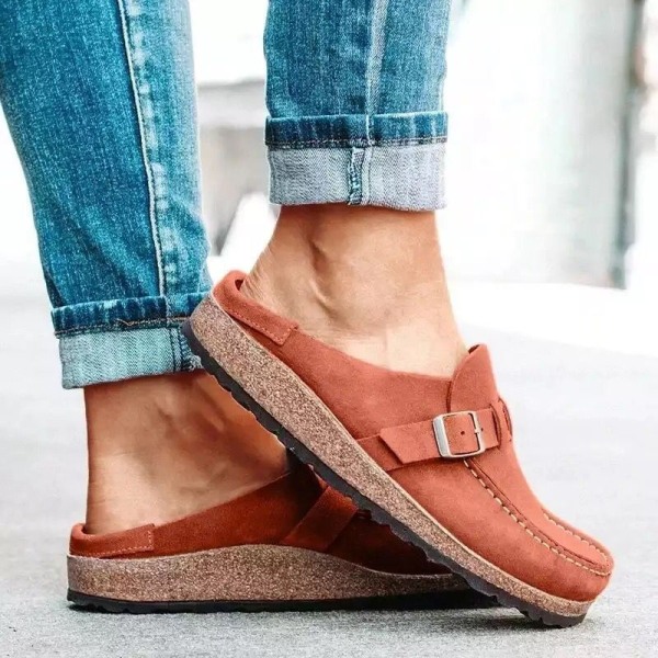 Stor størrelse flat tå sandaler kvinners sommer ønske damesko strandsandaler brown/orange 37