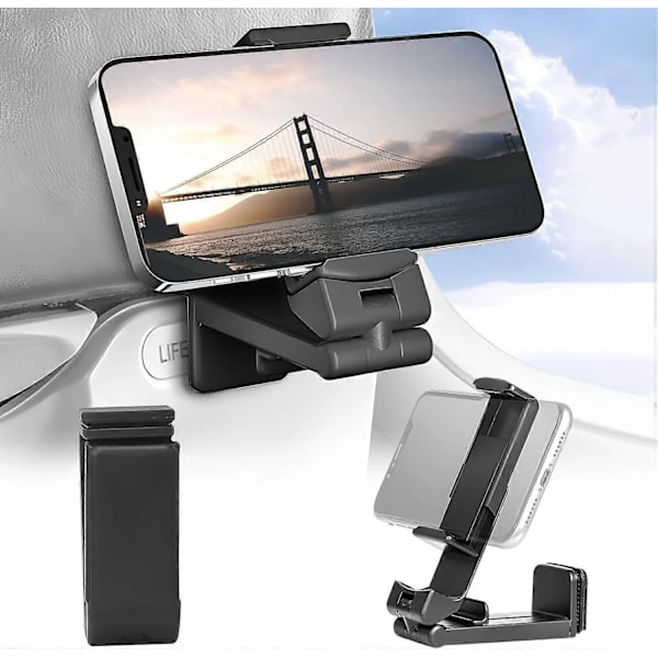(2-pakning) Fly i luften telefonholder - Klealook 4 i 1 justerbar telefonstativ for reise, 360 graders rotasjon, telefonholder for skrivebord, bærbar carbon black