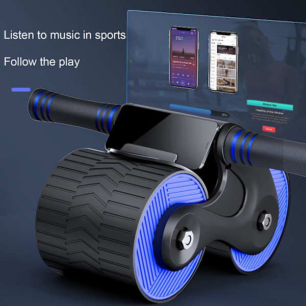 Automatisk Ab-Rulle med Återfjädring - Multifunktionell Muskelförstärkande Rulle blue  black