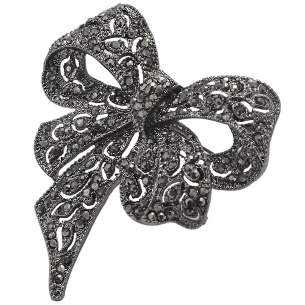 Vintage Rhinestone Bow Broscher för kvinnor Svart Bowknot Brosch Pin Rockaccessoarer Elegant stil