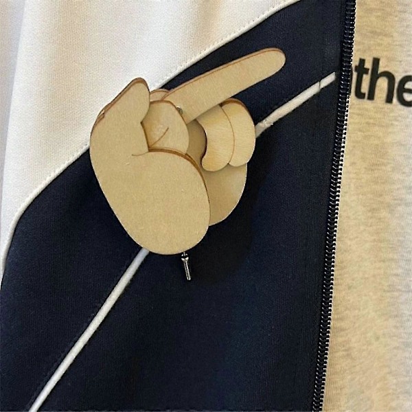 3 st Roliga Träfingrar Brosch Mellanfinger Nål DIY-kit, Vikbart Mellanfinger Nål Present