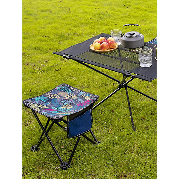 50% RABAT, Foldbar Skammel Sæde Bærbar Teleskopisk Camping Fiske Rejse Stole blue 28cm