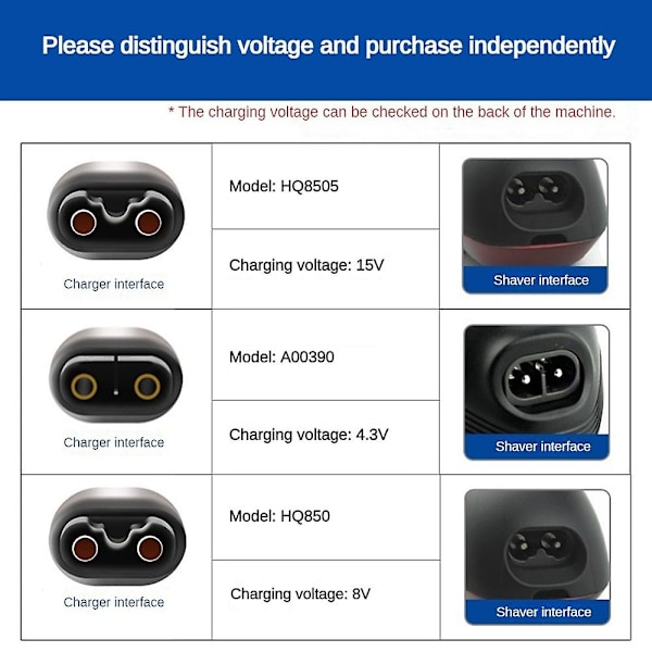 Charger Hq8505 15v Oplader Til Philips Skæggere EU Stik