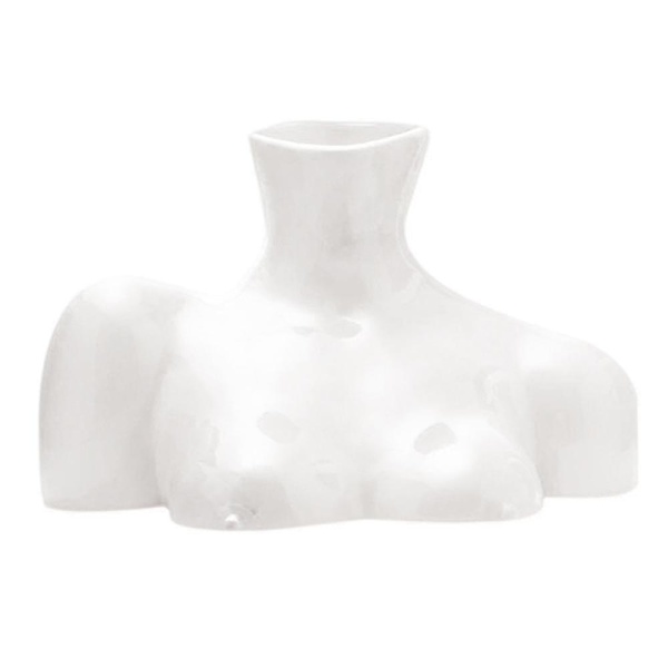 Keramisk Blomsterdekoration Dekoration Lys Bryst Body Art Vase Hvid_ ZD W
