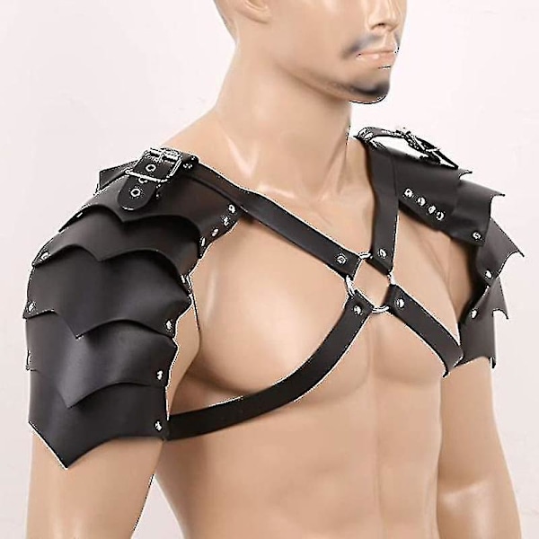 Axelskydd Läder Bröstrem Justerbar Riddare Cosplay Kostym Klubbkläder