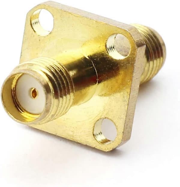 2 stk. SMA Hun til SMA Hun Stik med 4-huls Flens RF Koaksial Adapter (D-583-A)