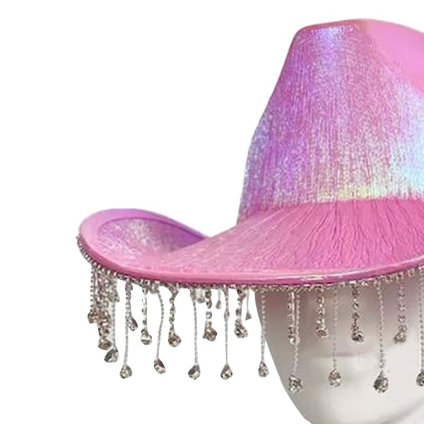 Naisten länsimainen Cowboy-hattu Diamond Fringe Cowgirl Hat Pink