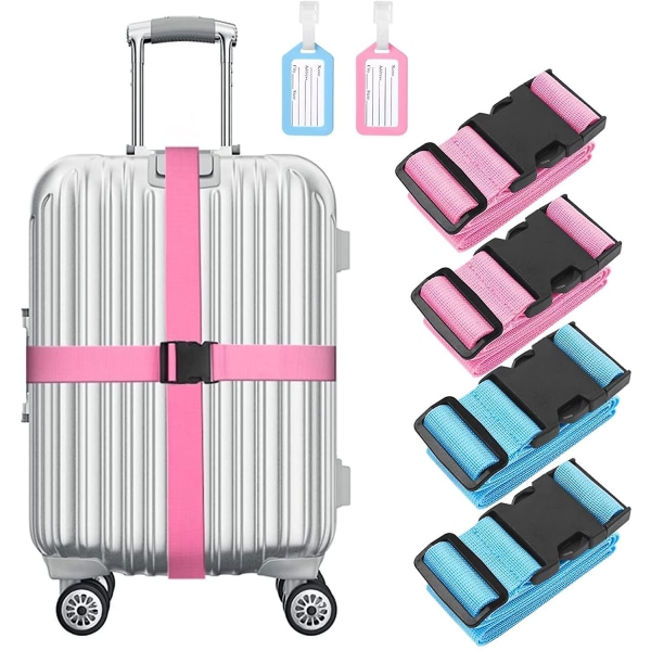 4-packs bagageremmar, resväskabälten med snabbspänne