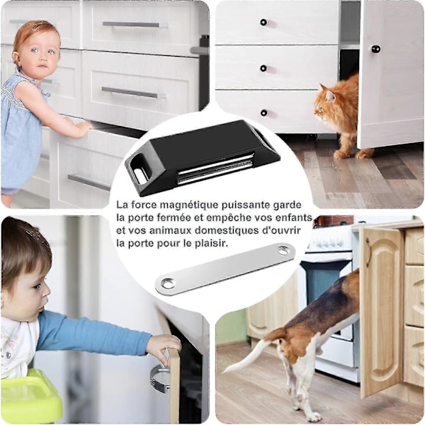 Liimaavat Kaapin Oven Magneettisetti 4 Magneettista Oven Lukkoa Ei Porattavaa Keittiön Kaappiin Vahva Magneettinen Sulkeminen Kaappiin, Laatikkoon, Vaatekaapin Oveen