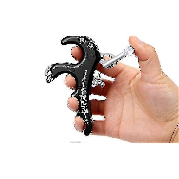 1 stk. Bueskydning Tommel Trigger, 4 Finger Bueskydning Udløsningshjælp Greb Bueskydning Tommel Caliper Compound Bue Skydning Jagt Værktøj Dele Sort