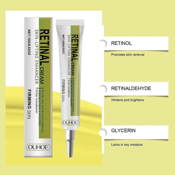 Retinolcreme mod aldring - Opstrammende, lysnende & 24 timers hydrering | Reducerer rynker, forbedrer elasticitet & makeupbase 1pc