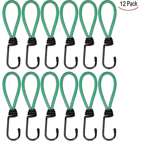 12 kpl Kiristin koukut, Peite Kiristin koukut, Bungee Camping Kiristin koukut, Peite Bungee hihnat -CHSZ