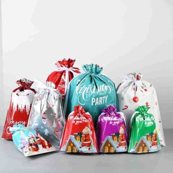 Jul Halloween presentpåse Santa Dragstring Pocket Candy Bag Package 1