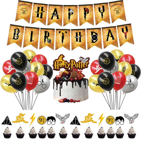 Harry Potter Party Decors Tillbehör Ballonger Banner Cake Sets