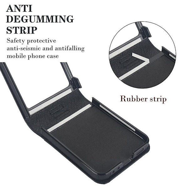 Plånboksfodral för Z Flip 6, RFID-blockering Korthållare Läder Stötskyddande Fodral för Samsung Galaxy Z Flip 6 med Ringhållare black
