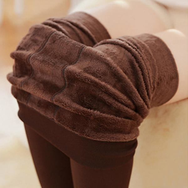 Fleecefodrade Varma Leggings Byxor för Kvinnor brown