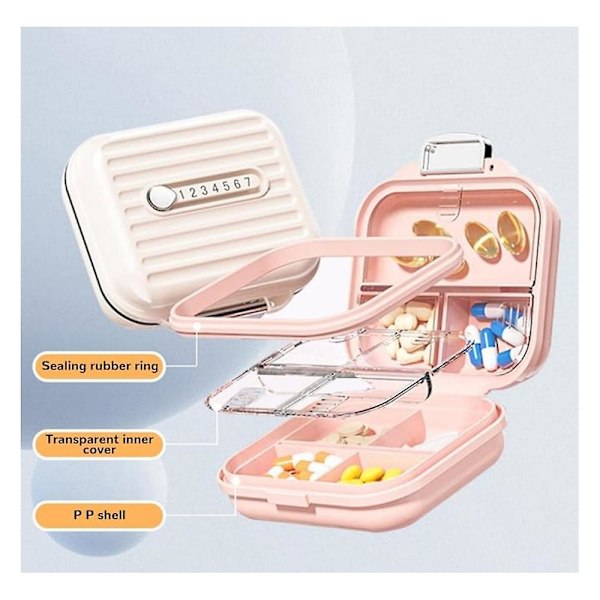 Mini Kannettava Pill Box, 2024 Uusi 7 Lokeroa Päivittäinen Lääke Pill Organizer white m