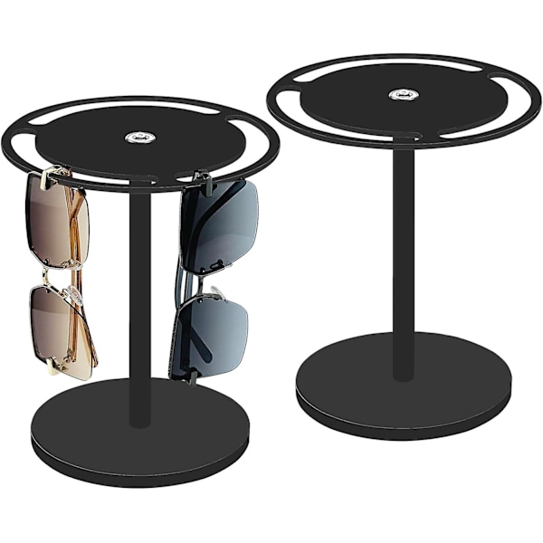 1/2 stk Solbriller Holder Stativ, Solbrille Opbevaring Stativ 360 Grader Roterende Briller Display Akryl Solbriller Holder Organizer 2pcs black