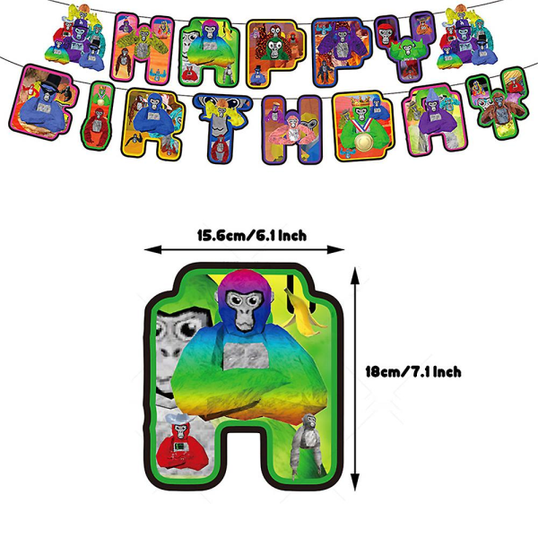 GorillaTag Game Theme Party Supplies inkluderar banner, ballonger