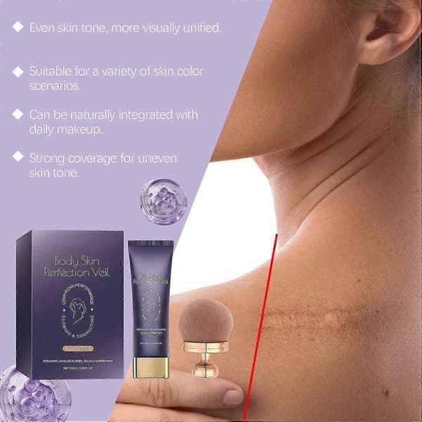 Body Coverage Perfector, Heldekkende Hudperfeksjonerende Krem med Kroppssminkekost, Tatoveringsdekkende Krem