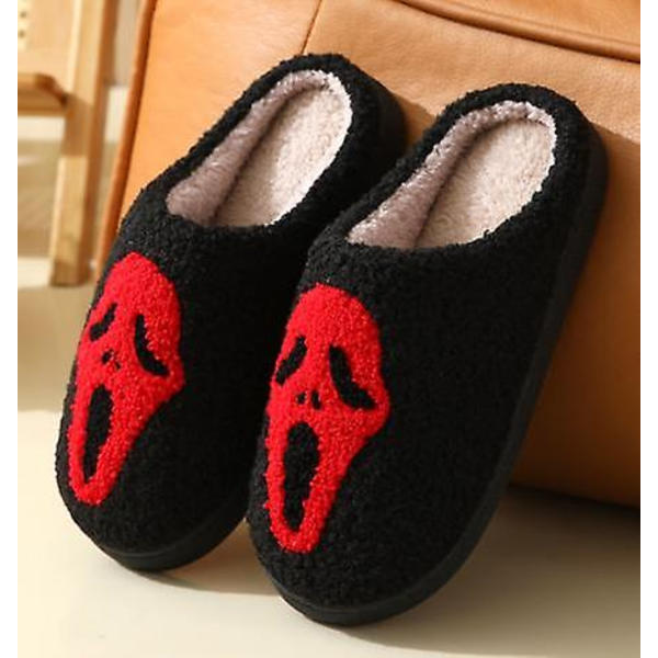 Halloween-tossut, Kurpitsatossut Liukumattomat Naisten Kotitossut, Puuvillaiset Kurpitsatossut Pehmeät & Lämpimät Talveksi Kotiin red ghost size-40-41