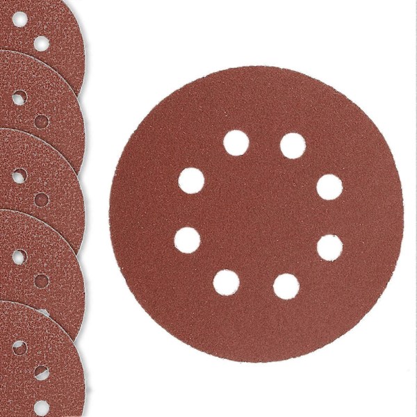 50 st 125 mm 8-håls slippappersskiva, 5 tum 120 korn Häftande slippapper