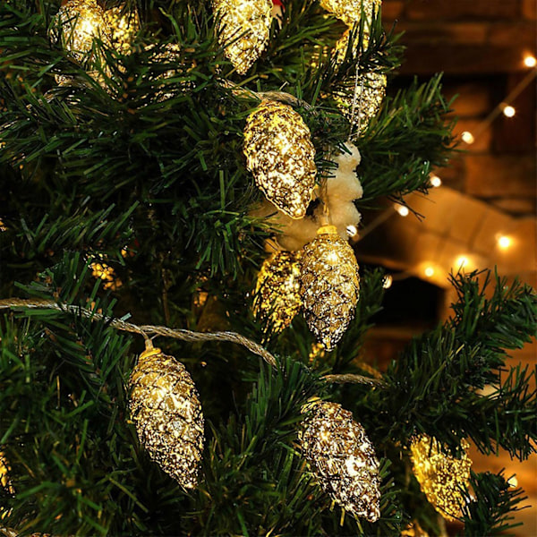 Julepynt Juledekorasjonslysstreng Pinjekonglelysstreng For Jul Bursdag Juletre Thanksgiving Dekorasjoner Batteri a