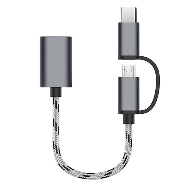 17cm 2 i 1 Type-C Micro USB til USB 3.0 Interface OTG Adapterkabel Type-C