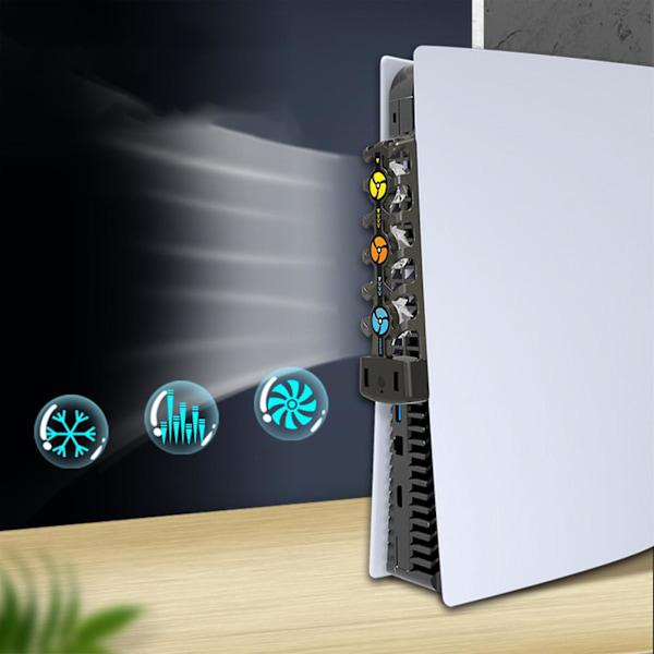 Kylsystem för PS5-tillbehör, PS5-kylare tyst kylsystem med 3-hastighetsfläktar & RGB-LED-lampa för PS5 Digital/skiva-utgåva