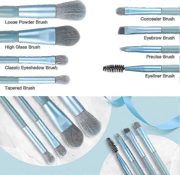 Wechip 8 stk. Mini Makeupbørstesæt - Premium Syntetisk Foundationbørste - Pudder Concealerbørste - Makeupbørster