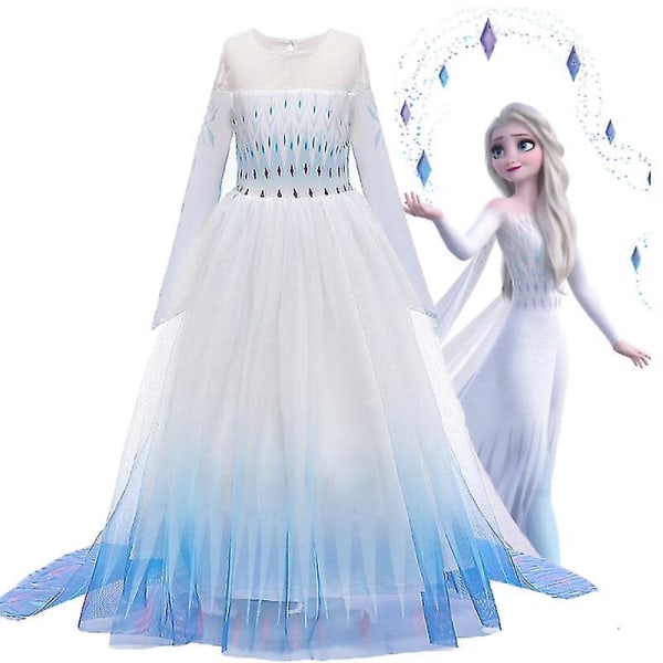 Frozen 2 Dronning Elsa Prinsesse Cosplay Gradient Kostume Børn Piger Fest Fancy Dress Performance 11-12 Years