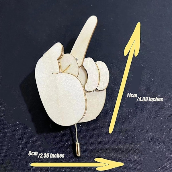 Rolig Träfingerbrosch, Rolig Mellanfinger Nål DIY-Kit, Vändbar Mellanfinger Nål Skämtgåva, Interaktiv Stämningsuttryckande Nål 2pcs