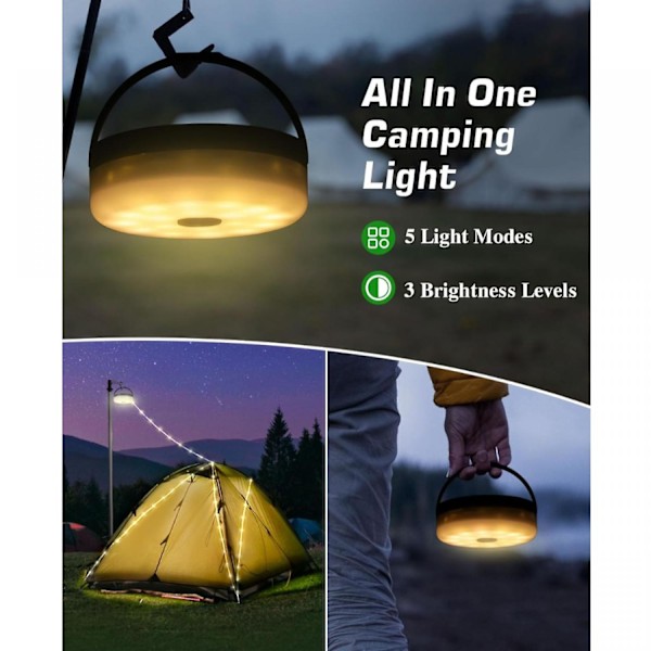 Anpro 2 in 1 aurinkokäyttöiset leirintävalot, 39,4 jalan erittäin pitkä valosarja, jossa on lämpimän valkoiset 150 LEDiä, aurinkokäyttöiset ja USB-ladattavat valot kaukosäätimellä