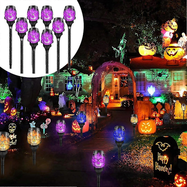 Led Have Lamper Høj Lysstyrke Ip65 Vandtæt Fantastisk Visuel Effekt Auto Til/fra Halloween Sol Flamme Lampe Dekor -CHN blue