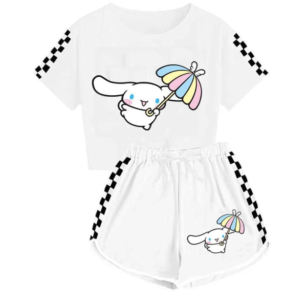 Sanrio Jade Hunde T-shirt + shorts sportspyjamas til drenge og piger børnesæt pink 140cm