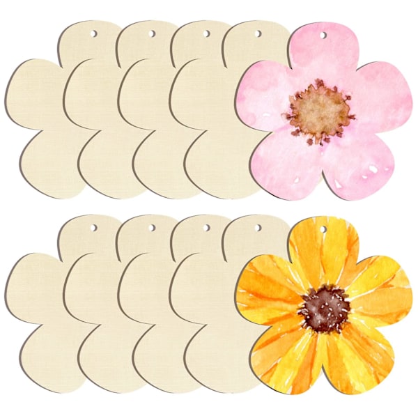 Stora storlek 7\" trävårornament att måla, blomma trä DIY tomma oavslutade runda träskivor prydnad för hantverk hängande dekorationer -GSL ZD R 10pcs