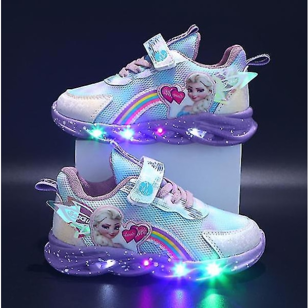 Barn Sneakers Ice Elsa Lights Led Lights Sneakers Purple 26