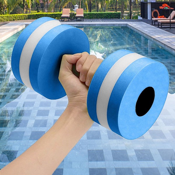 1 Par Aqua Fitness Vektløftere Skum Dumbbells Håndstenger Basseng Motstandstrening blue