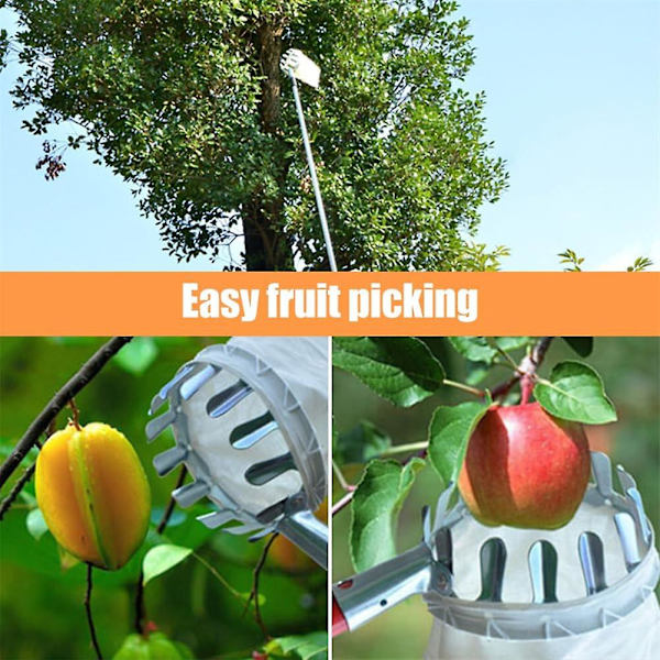 Metallisk fruktskördeplockare Lantbruksgård Hårdvara Verktyg Hög höjd Bärbar fruktskördeplockare för skörd Plockning Äpple Citrus Päron Persika (Endast huvud 16 cm, 2pcs