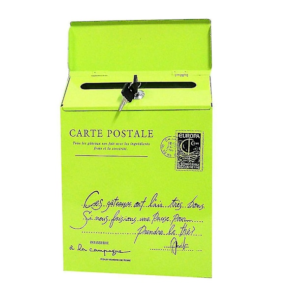 Jernlås Brevkasse Vintage Veggmontert Postkasse Post Brev Aviskasse Juni 6.1 yellow