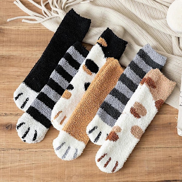 Dame Fuzzy Sokker Vinter Varme Bløde Hyggelige Fluffy Mikrofiber Hjemmesko Sovesokker Damer Strømper polka dot khaki