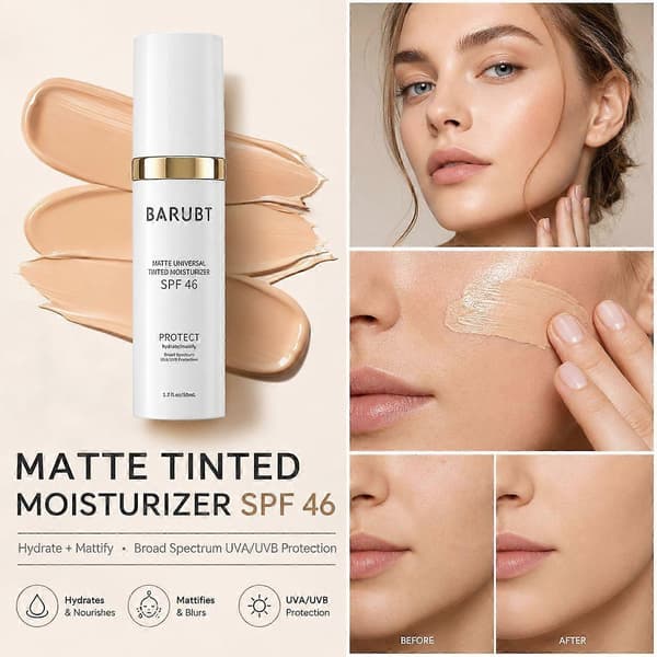 SPF46 Solcreme Tonet Creme, Dugfrisk & Mat Valgfri Let Spredelig Isolerende Lotion Til Daglig Makeup Base A