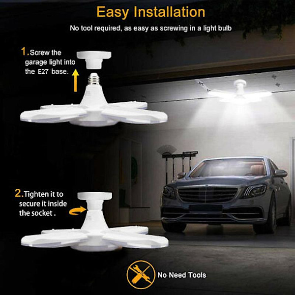 E27 LED-lampa med fläktblad 48W 85-265v 90° Fällbar LED Industrilampa för Hemtak Garagebelysning 2pcs