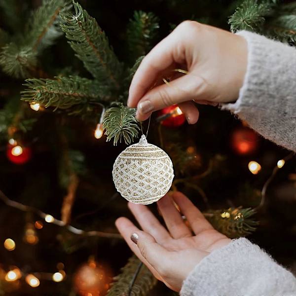 Julgran i Skum, 8 cm, Juldekoration, Pärlor, Hängande, Färgad gd