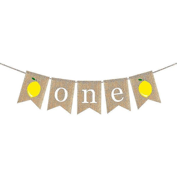 Burlap Banner Sommertema Citron Baby Første Fødselsdag Bunting Træk Flag Børn Glad Fødselsdag Fest Dekoration Hængende Girland (2)