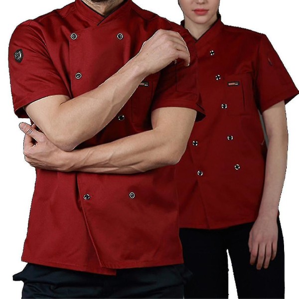 Mænds kokkeknap Justerbar hjemmesko i bomulds-kokkeuniformskjorte